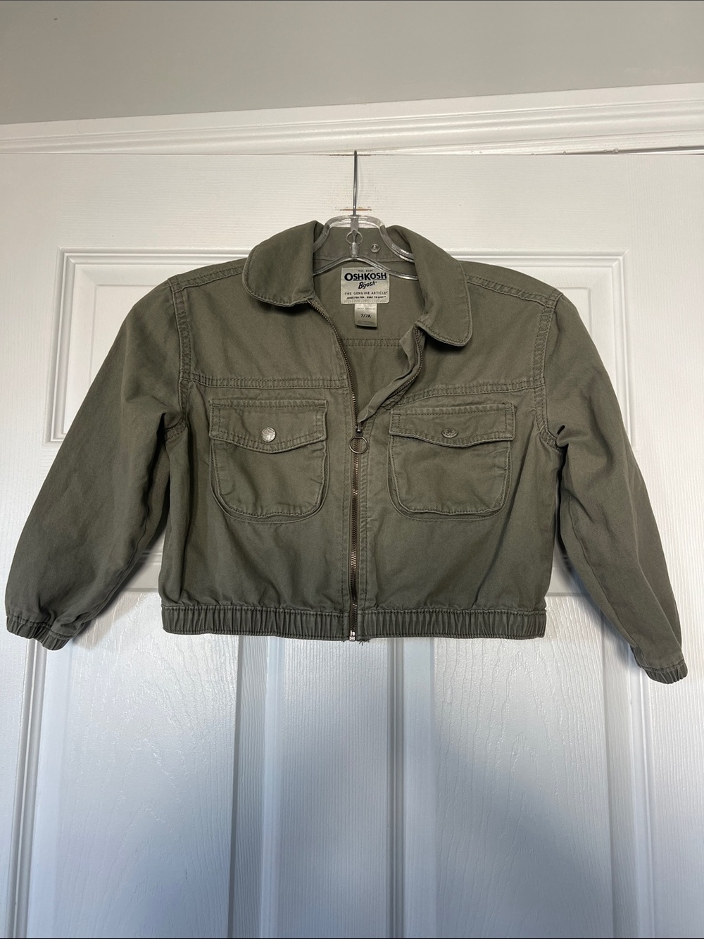 OshKosh B'gosh Olive Utility Zip Crop Jacket